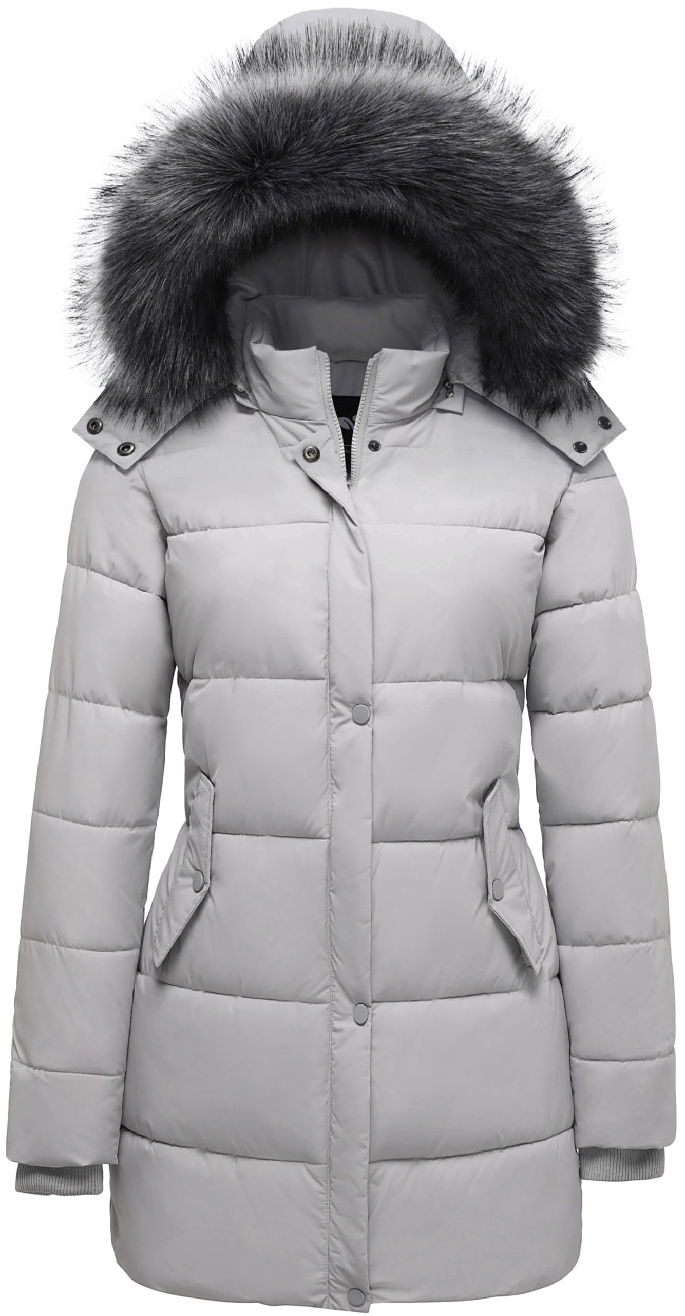 GGleaf Women's Winter Thicken Puffer Coat Warm Snow Jacket with Fur Removable Hood